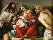Lorenzo Lotto Madonna mit Hl. Rochus und Hl. Sebastian oil painting reproduction